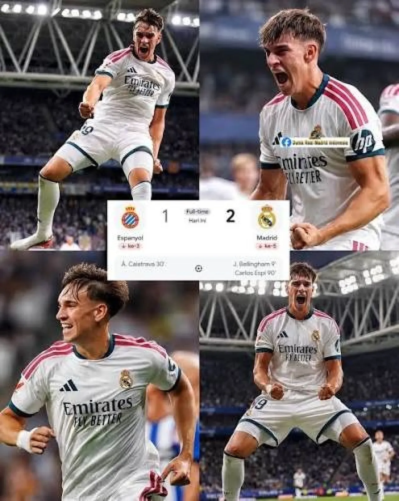 Carlos Espí menjalani debut resmi impiannya untuk Real Madrid pada 22 Agustus 2026, masuk sebagai pemain pengganti pada menit ke-80 melawan Espanyol dan mencetak gol kemenangan dramatis pada menit ke-90 — Olahraga
